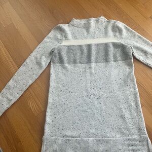 LOFT Gray and White Cowl Neck Sweater with Knit Design